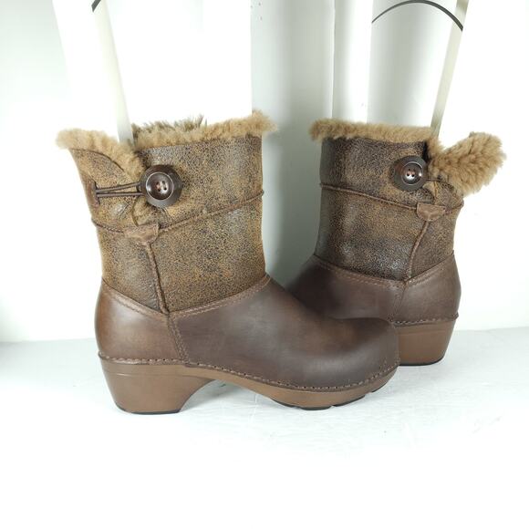 Dansko Women's Stormy EU38 US 7-7.5 Brown Leather Shearling Lined Winter Boots - Picture 8 of 16